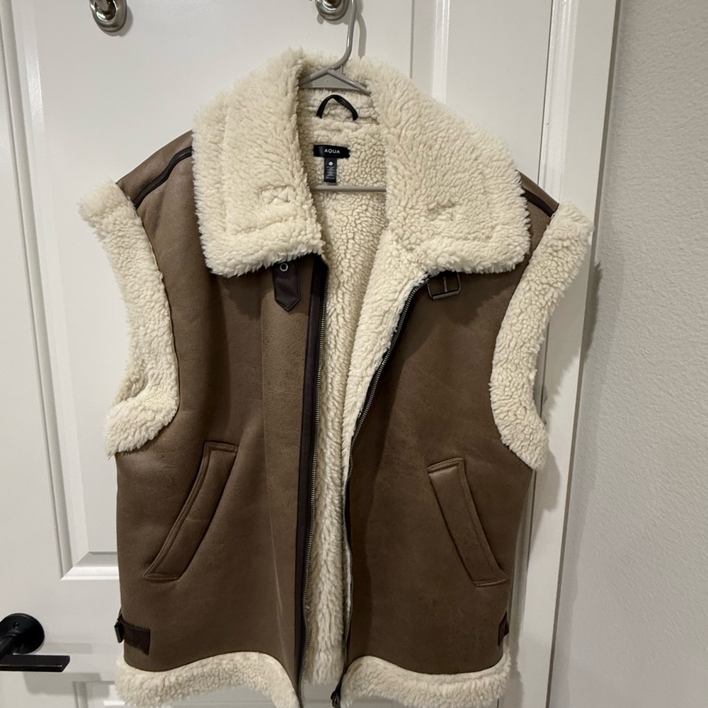 Aqua Shearling Jacket with Cream Lining